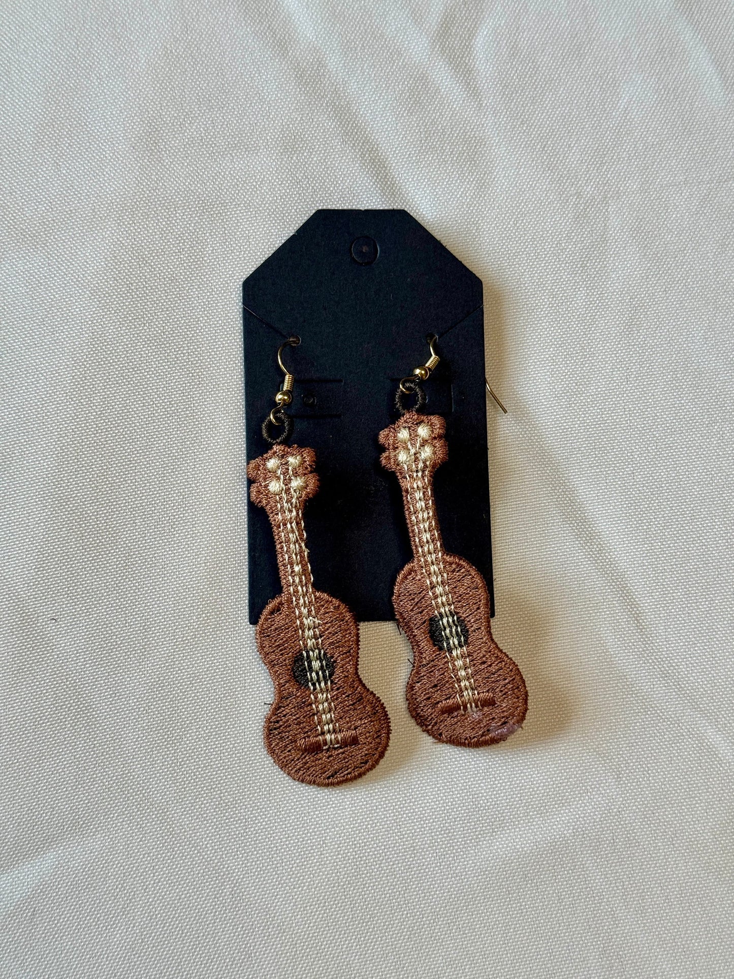 Embroidered Guitar Earrings
