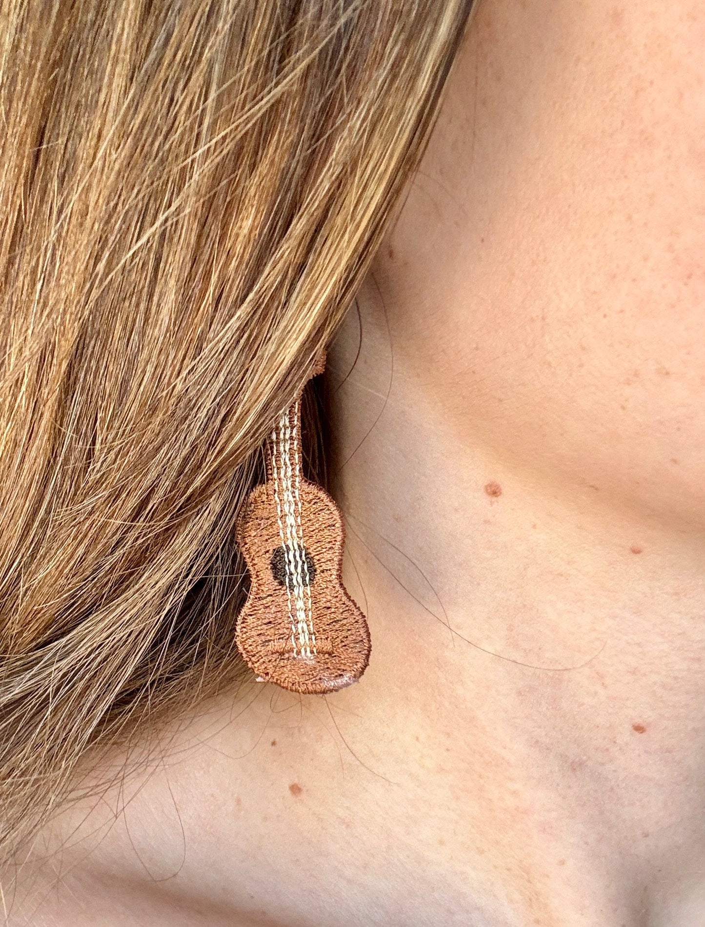 Embroidered Guitar Earrings